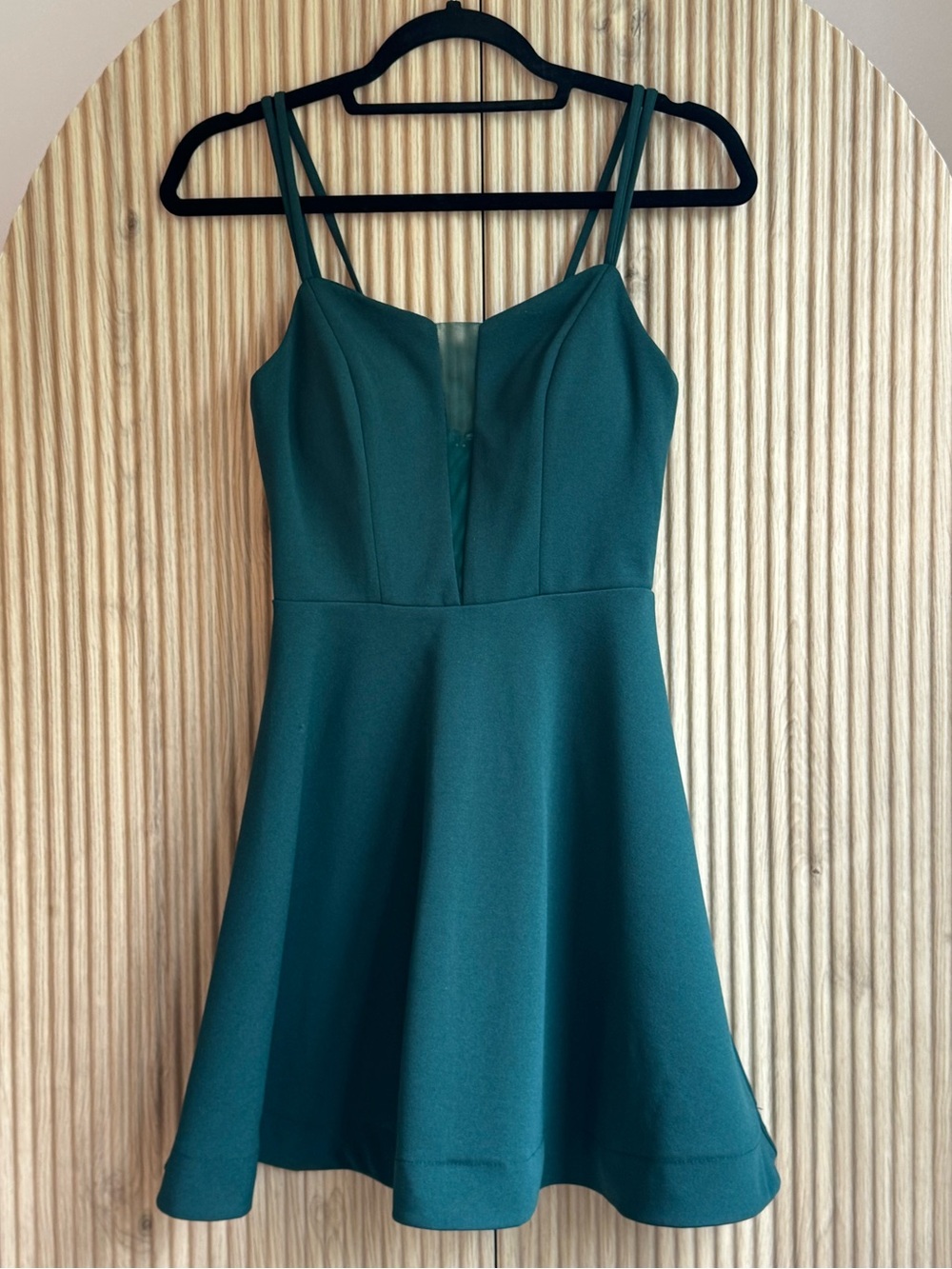 Teeze Me Deep Green Fit-and-Flare A-Line Dress